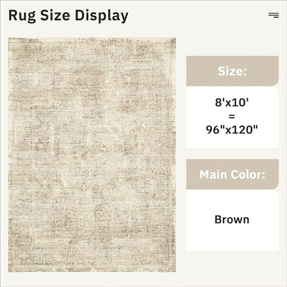 Soalmost Washable Area Rug 8x10 Large Soft Living Room Rugs Light Brown | - Image 4