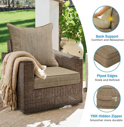 Outdoor Deep Seat & Back Cushion Set, 24 x 24 Inch Water Repellent and Fade - Image 5