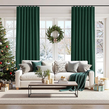 Dark Green 100% Blackout Curtains 108 Inch Length 2 Panels Set - Image 8