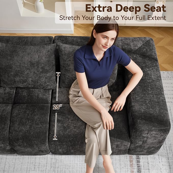 119" Oversized 3 Seater Boneless Couch, Comfy Cloud Modular Sectional Sofa - Image 4