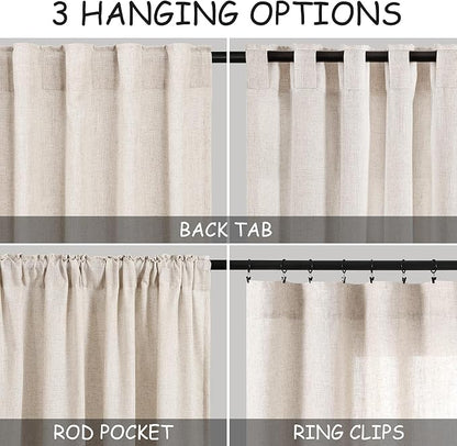 Beige Flax Linen Curtains 90 Inches Long - Image 3