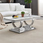 Henf 47" Marble Coffee Table Modern White Faux Marble Center Table by Henf
