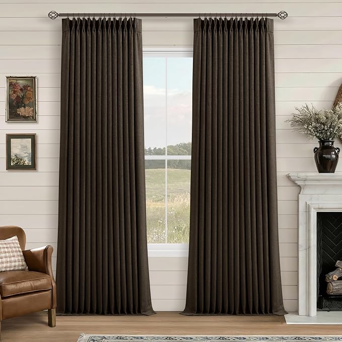 100% Blackout Linen 102 Inch Curtains 2 Panels by Twodrapes