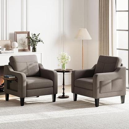 Accent Chair for Living Room Modern Linen Upholstered Armchair Side Wooden by Unknown