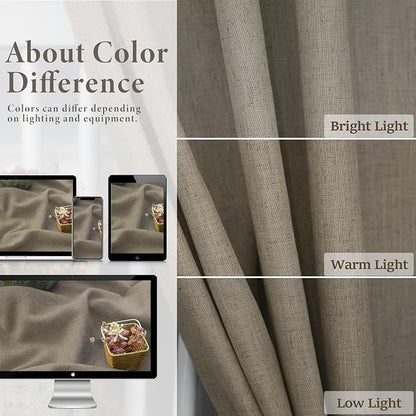 Pitalk 102 Inch Long Curtains Back Tab Linen Curtains - Image 3