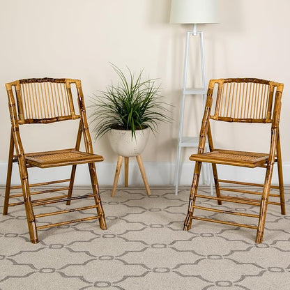 Flash Furniture Folding Bohemian Bamboo Chairs - Image 2