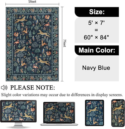DUKINO 5x7 Area Rugs, Washable Animal Rug Living Room Non Slip, Soft Indoor - Image 2