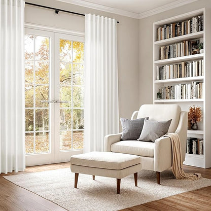Beige White 102 Inch Linen Curtains - Image 6