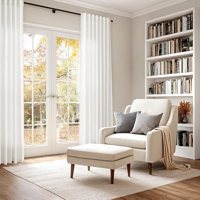Beige White Linen Curtains 96 Inches Long - Image 6
