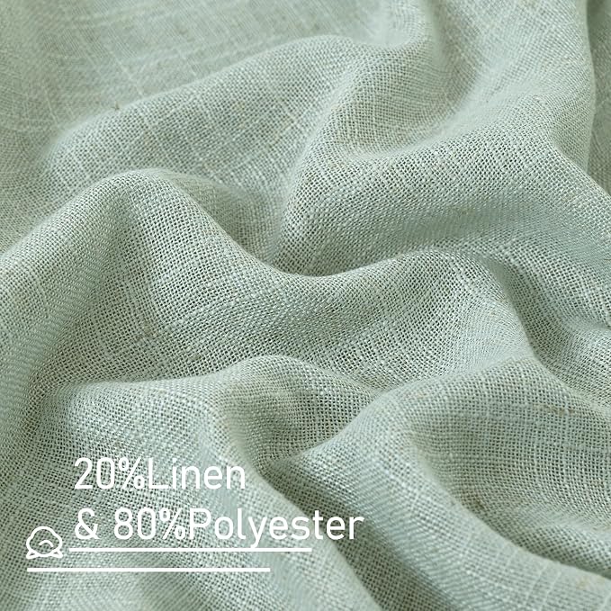 Light Sage Linen Sheer Curtains 84 inch Length 2 Panels, 34 x 84 Inch | Light - Image 2