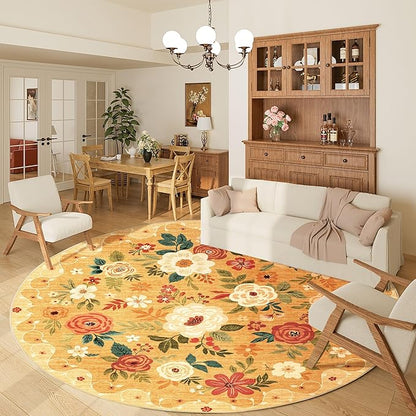 DUKINO 6ft Round Rug, Soft Washable Circle Rug by DUKINO