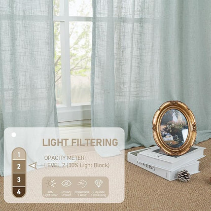 Semi Sheer Linen Curtains 54 Inch Length 2 Panels, 52 x 54 Inch - Image 4