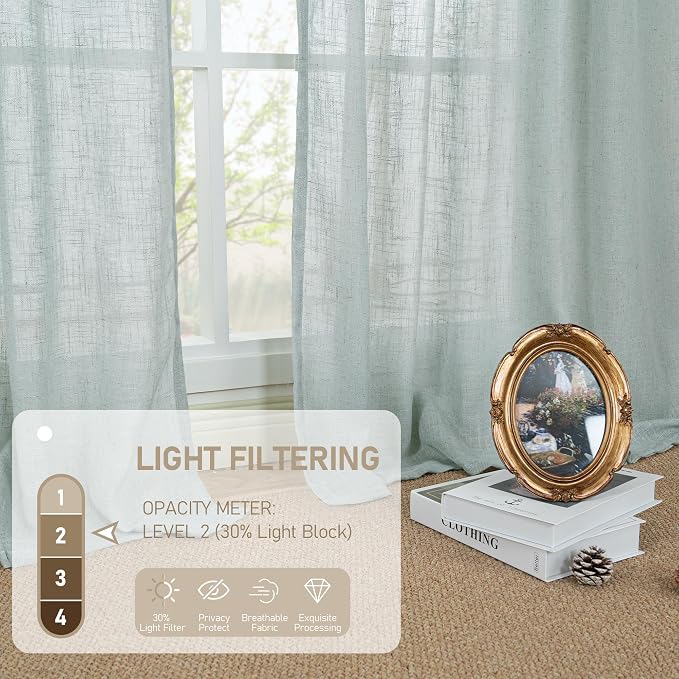 Faux Linen Curtains 63 inches Long - Image 4