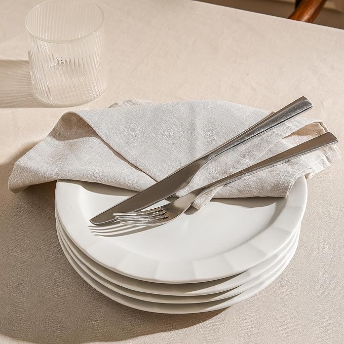 Stone Lain Oasis 4-Piece Salad Plate Set Stoneware, White