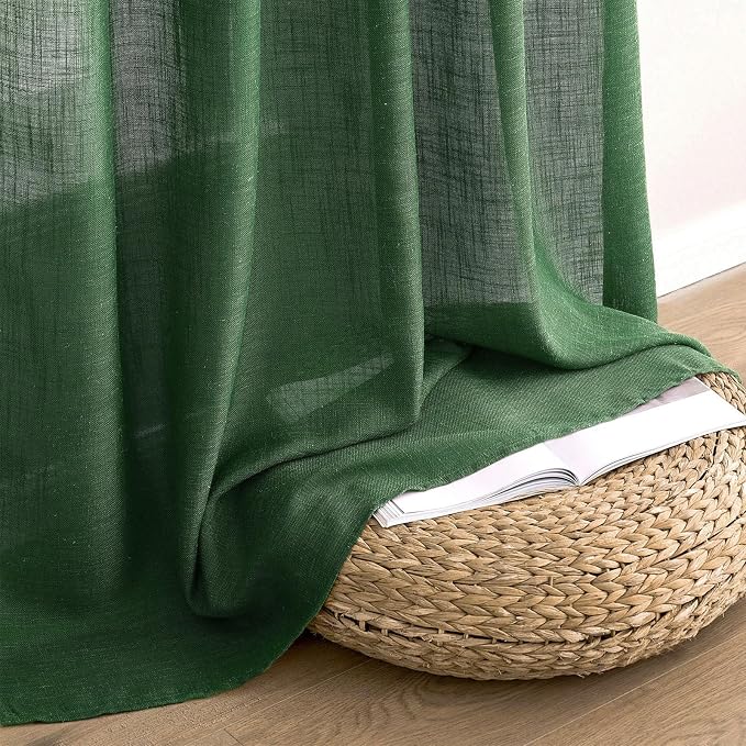 MIULEE Emerald Green Linen Curtains 52x84 Inch Long - Image 7