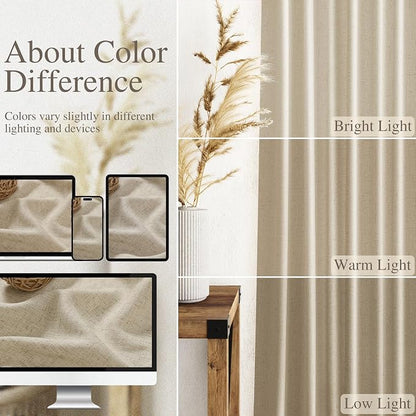 Eggshell Beige Linen 112 Inch Curtains - Image 3