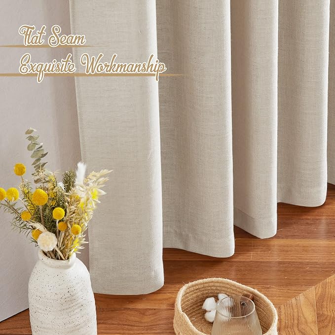 NICETOWN Natural Linen Beige Curtains - Image 6
