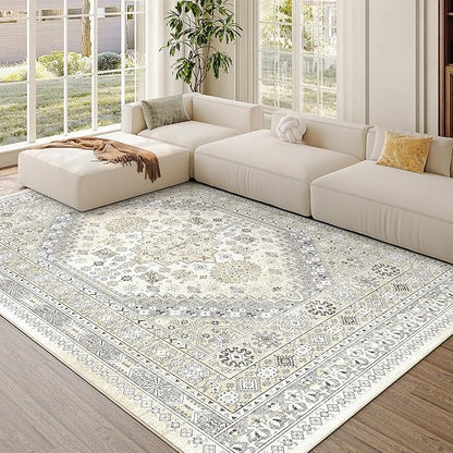 5x7 Area Rugs for Living Room, Large Washable Rug, Dining Room, Low Pile by Zesthome