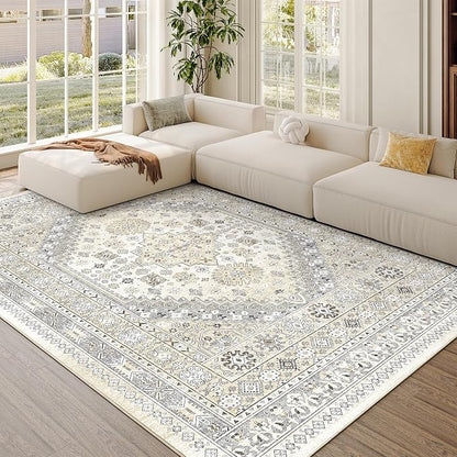 5x8 Area Rugs for Living Room, Large Washable Rug, Dining Room, Low Pile by Zesthome
