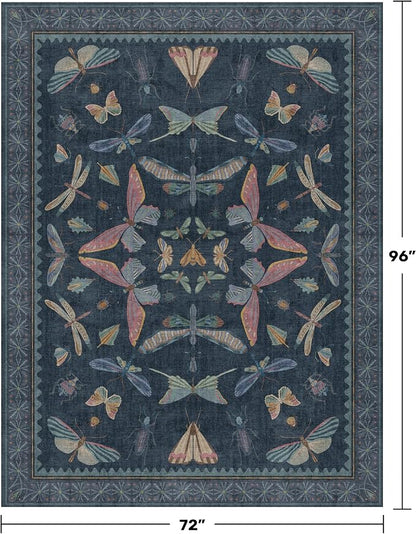 Navy Blue 6x8 Boho Rug for Living Room, Stain Resistant Non Slip Area Rug for - Image 2