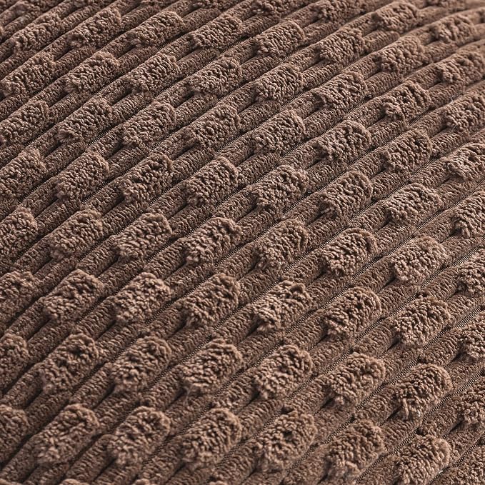 Set of 4 Light Brown Decorative Throw Pillow Covers 22x22 Inch Corduroy Pillow - Image 4