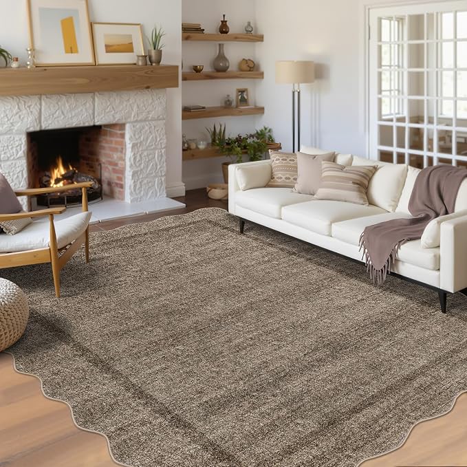 GarveeHome Scalloped Washable Rug 9x12 Area Rug by GarveeHome