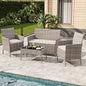 4-Piece Outdoor Furniture Set, PE Rattan Wicker Chairs by Unknown