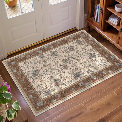 GarveeHome Small Brown Entryway Rug 2x3 Washable Front Door Rug Doormat | Low - Image 2