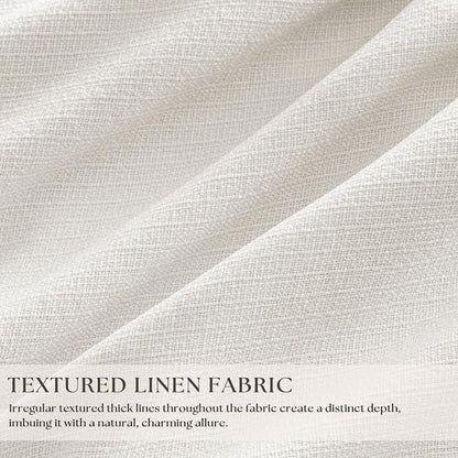 80 Inch Pinch Pleated Blackout Linen Bedroom Curtains Ivory White | Memory - Image 2