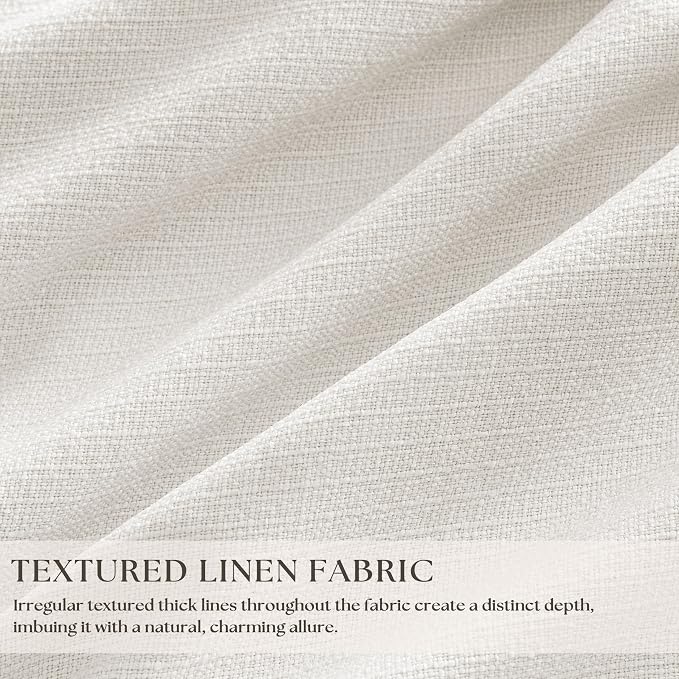 Ivory White Pleated Blackout Curtains 120 Inches Long 2 Panels | Memory Shape - Image 2