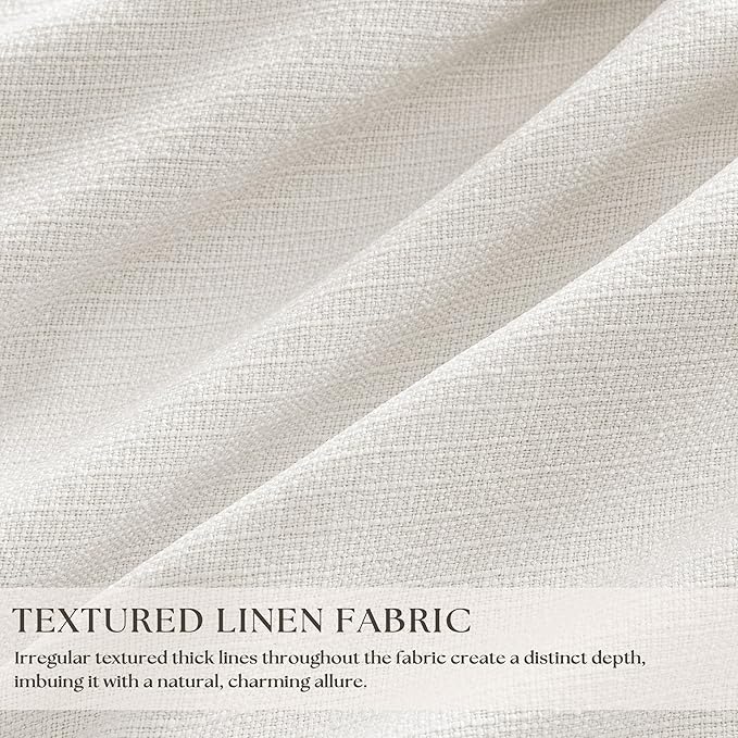 Ivory 100 Inch Pinch Pleated Blackout Linen Curtains - Image 2