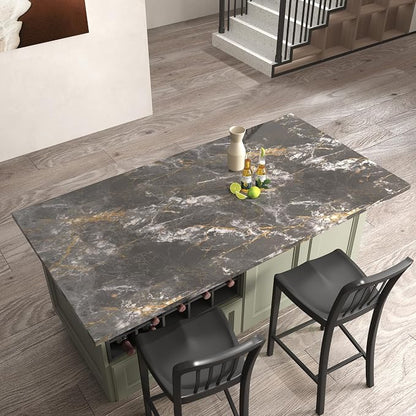 BAYYA 48"x80" Extra Wide Marble Contact Paper Grey/Gold Glossy Marble Wallpaper - Image 9
