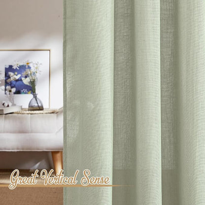 NICETOWN Sage Green Curtains for Living Room, Rod Pocket & Back Tab Natural - Image 5