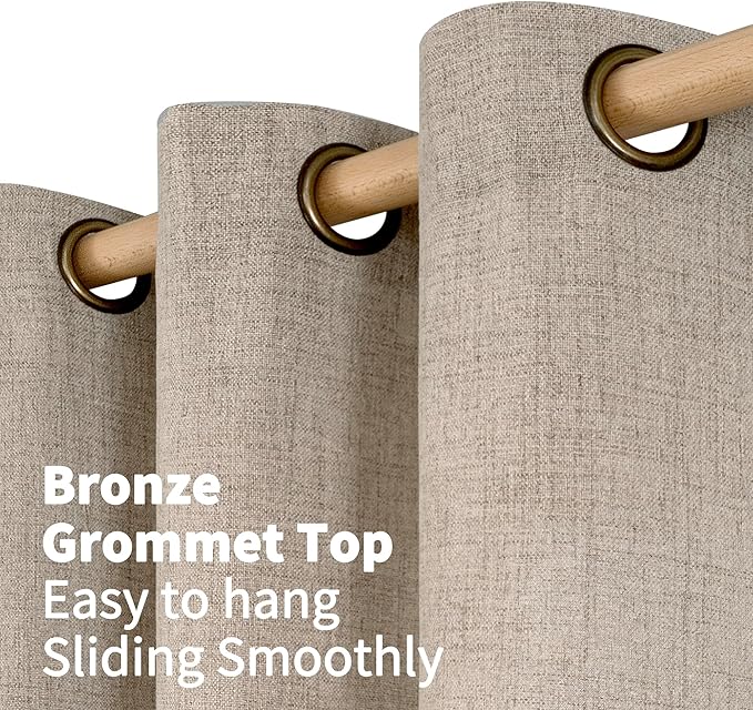 YoungsTex Oatmeal Linen Curtains 98 Inch Length - Image 5