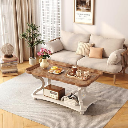 Function Home Farmhouse Coffee Table, 2-Tier Center Table - Image 5