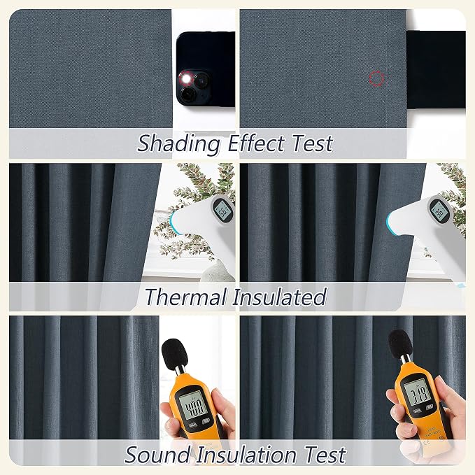 100% Blackout Linen Curtains 90 Inch Length 2 Panels Set - Image 5