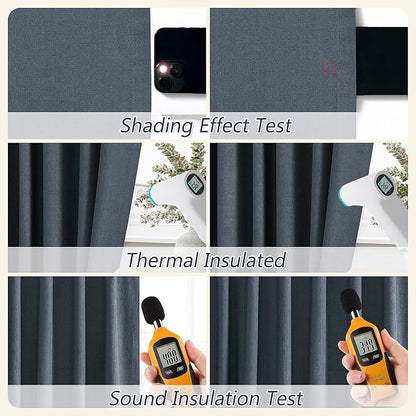 100% Blackout Linen Curtains 90 Inch Length 2 Panels Set - Image 5