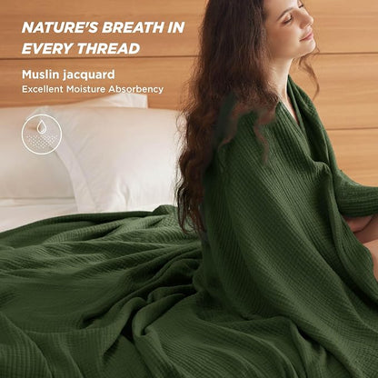 Bedsure 100% Cotton Muslin Blanket King Size - Image 2