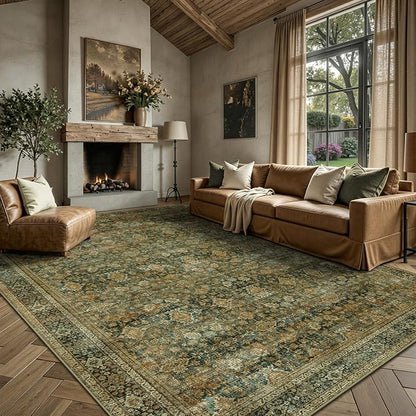 6x9 Area Rugs - Washable Vintage Retro Living Room Rug, Soft Ultra Thin Non by Yarooge