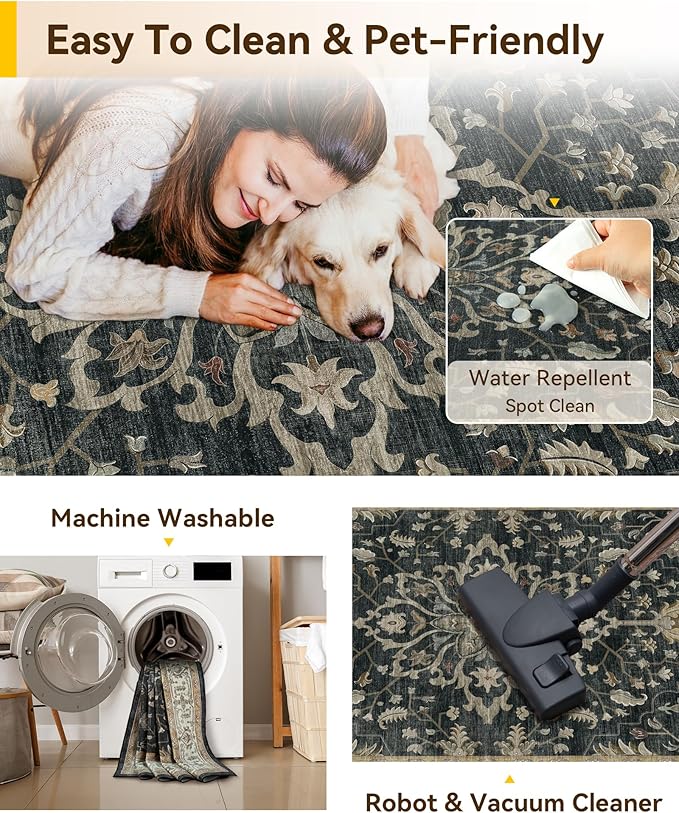 RELEANY Washable Area Rug, Small 2'6"x4', Water Repellent, Pet Friendly - Image 4
