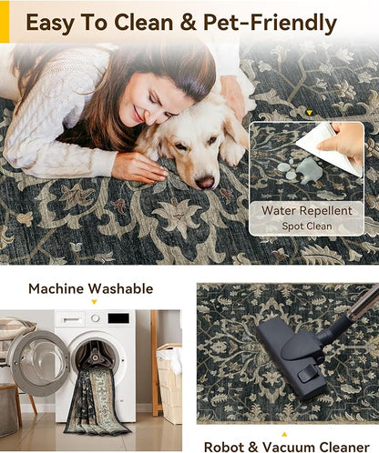 RELEANY Washable Area Rug, Small 2'x4', Water Repellent, Pet Friendly, Vintage - Image 3