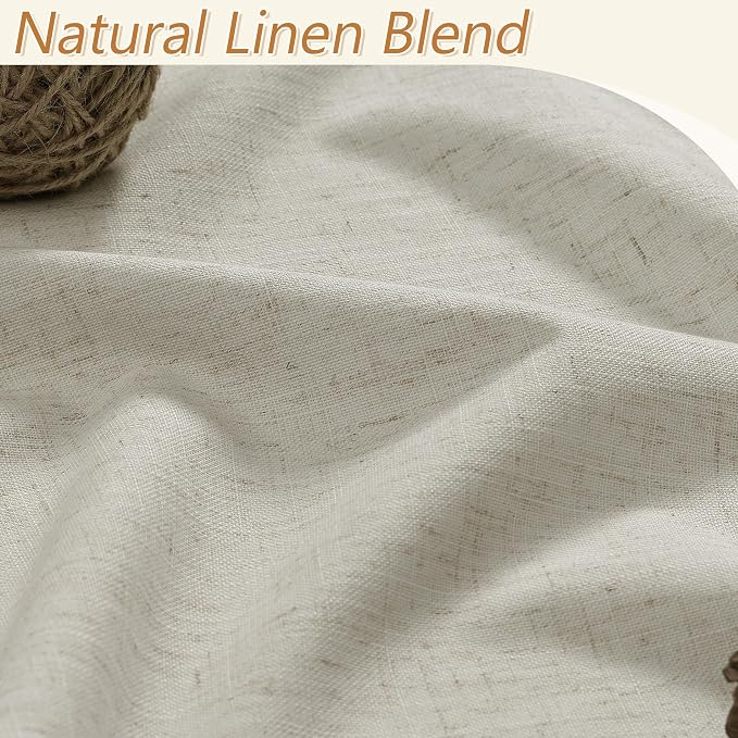 100% Blackout Linen Curtains for Bedroom 90 inches Long, Thermal Insulated Room - Image 3