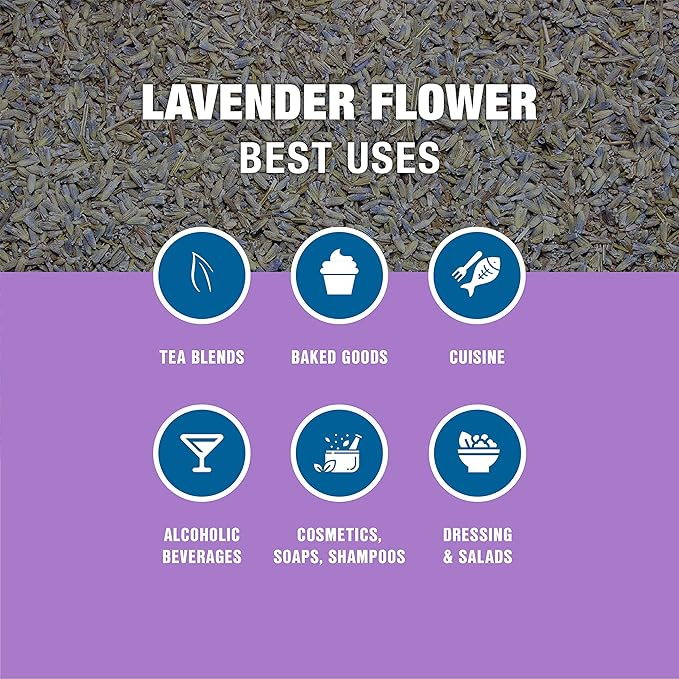 Tiesta Tea - Dried Organic Lavender Flower, Loose Leaf, Premium Non-Caffeinated Blend, Make Hot or Iced, Raw Edible Lavender Buds, Rich Flavors, 8oz Resealable Bulk Pouch