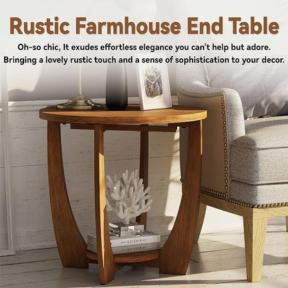 Round Farmhouse End Table for Small Spaces, French Country Accent Side Table - Image 4