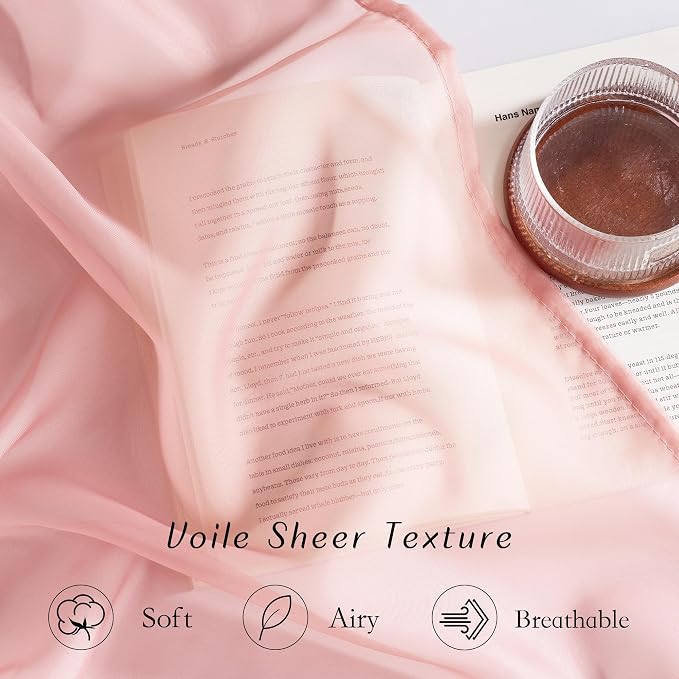 NICETOWN Baby Pink Sheer Curtains 96 Inches Long, Grommet Airy & Lightweight - Image 4