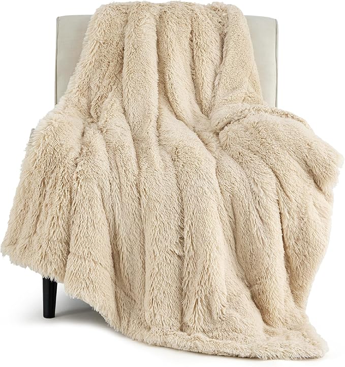Bedsure GentleSoft Fluffy Beige Throw Blanket by Unknown