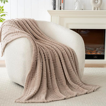 90x90 Inch Brown Waffle Queen Blanket - Image 7