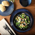Gibson Elite Matisse 16 Piece Double Bowl Dinnerware Set, Cobalt Blue, Service for 4 (16pcs)