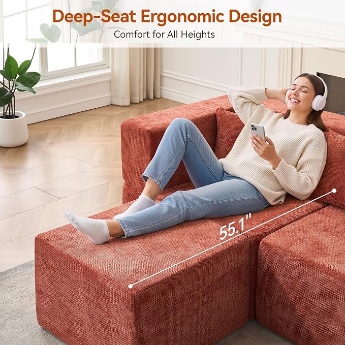 MONVANE 103'' Modular Sectional Sofa, Cloud Sectional Couch - Image 5