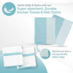 Casa Platino Oven Mitts and Pot Holders Sets, 8-Piece – 500°F Heat Resistant Mini Oven Mitts with Silicone Grip, Potholders for Kitchens, 2 Kitchen Towels & 2 Dish Cloths – Non-Slip & Durable – Aqua